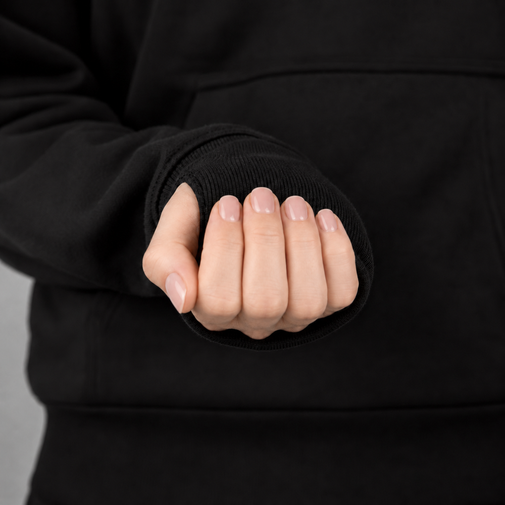Black stress ball close up